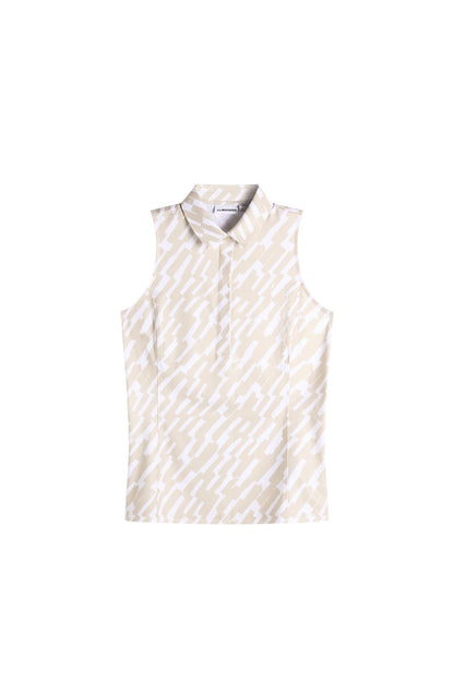 Dena Print Sleeveless Polo / Oak Island Fossil M